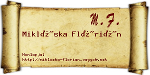 Miklóska Flórián névjegykártya
